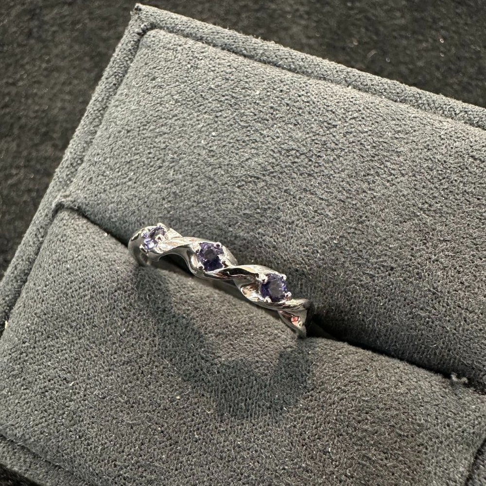 Natural Iolite in 925 Silver Ring Size 9